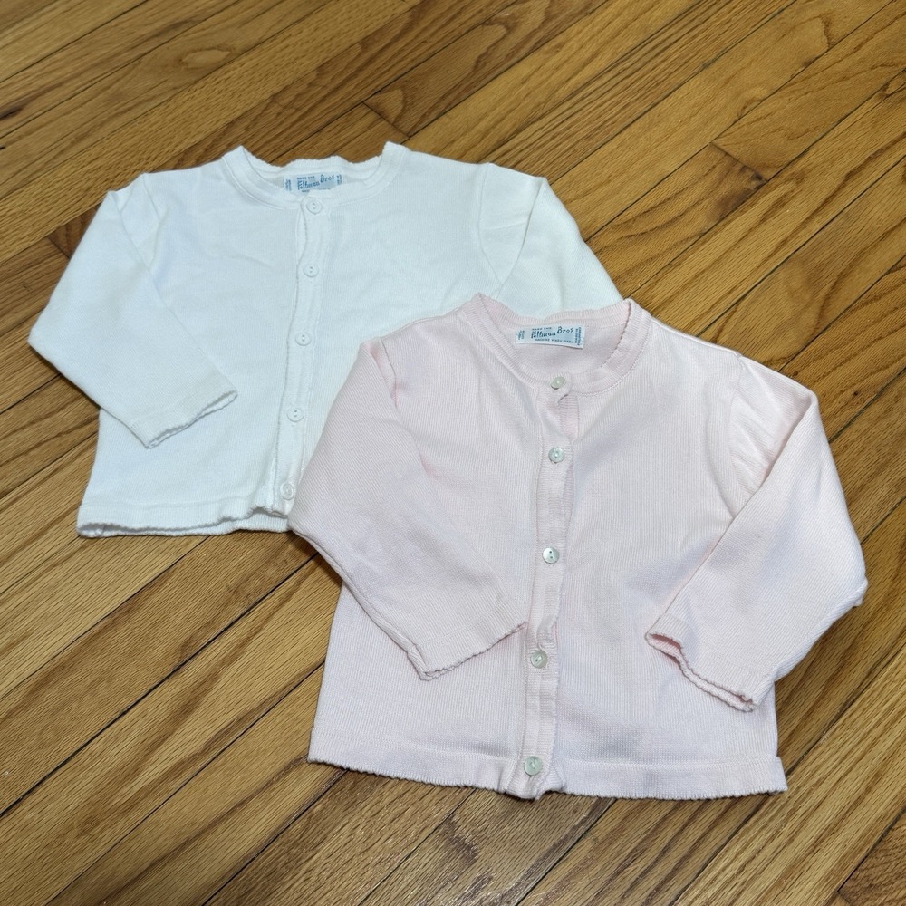 Feltman Brothers Set of 2 Cotton Cardigan Sweaters White and Pink Size 24 Months